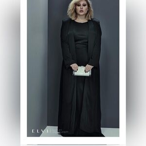 ELVI Haley Hasselhoff Plus-Size Navy Velvet Heavy Long Jacket/Cover-Up Sz 22